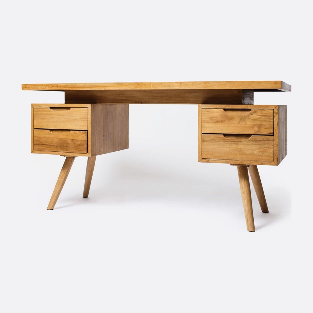 [LVW-BUR] Bureau Californie en chêne, 140 cm, deux tiroirs