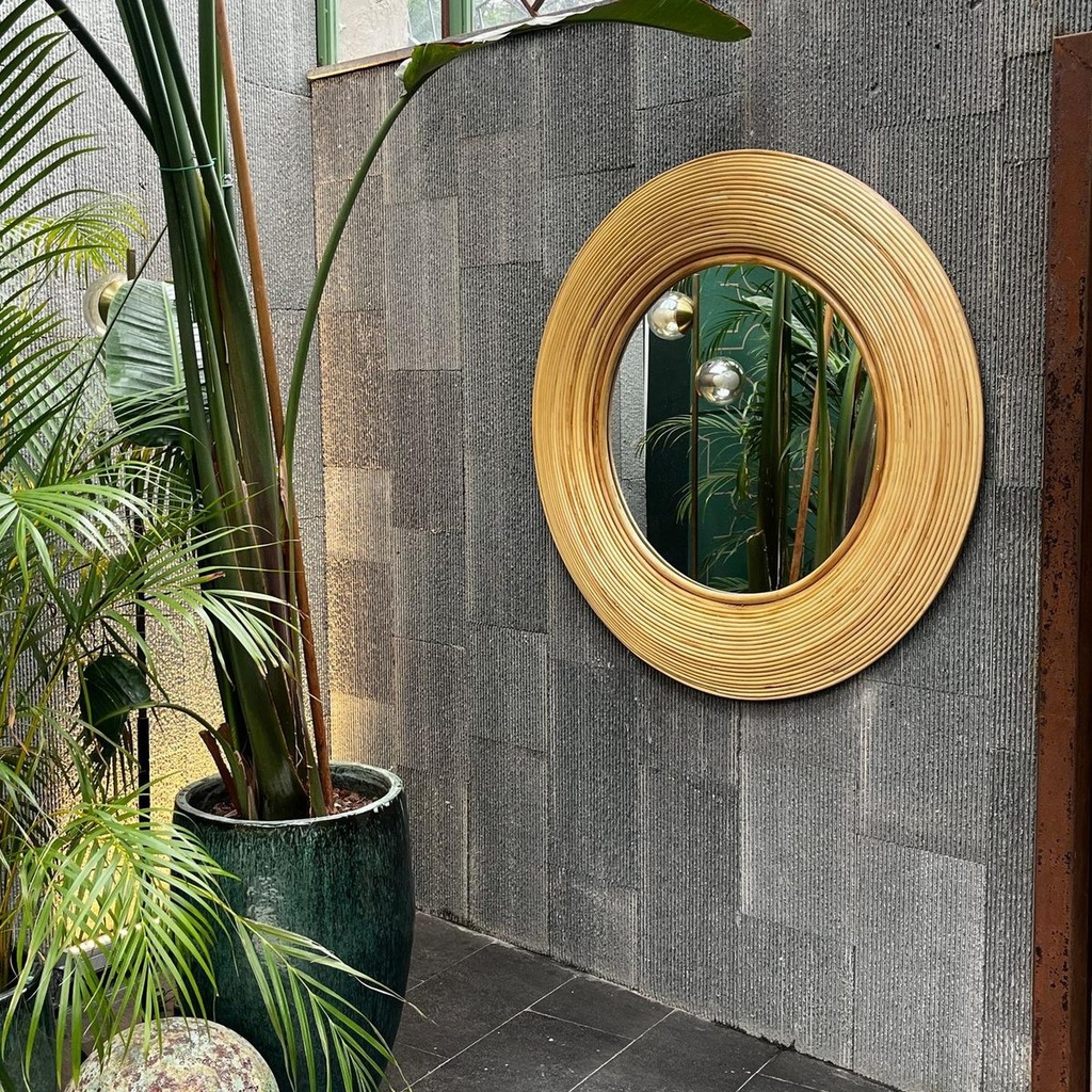 [LVW-DEC-MIROIR] Miroir soleil en rotin, diamètre 60 cm